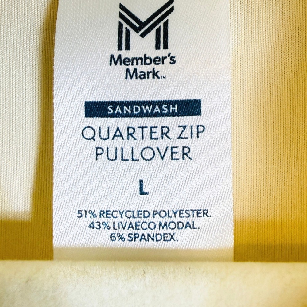 Women Cream Mock Neck Quarter Zip Pullover Size L Modal Neutral Layering Pockets - Picture 4 of 9
